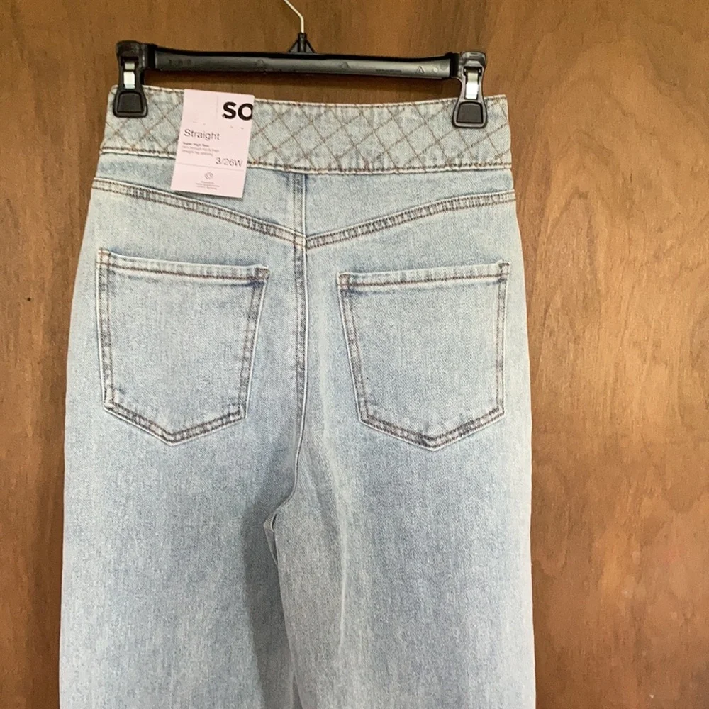 Relisting❌Super highrise straight woven denim jean pant quilted design waistband - Picture 14 of 17